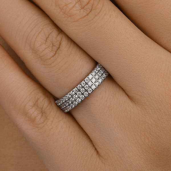 Louily Luxury Pave Women's Wedding Band In Sterling Silver