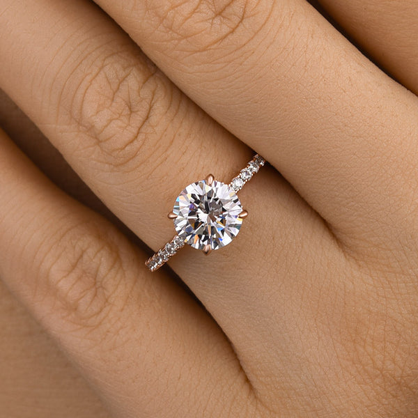 Louily Classic Round Cut Engagement Ring In Sterling Silver