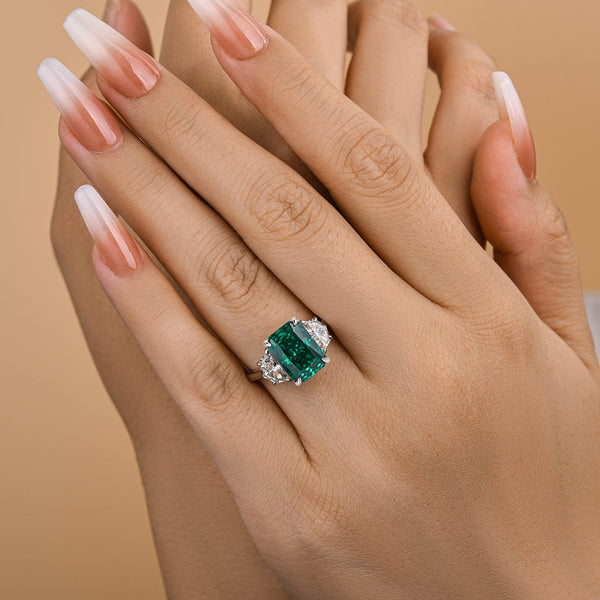 Louily Gorgeous Paraiba Tourmaline Radiant Cut Three Stone Engagement Ring In Sterling Silver