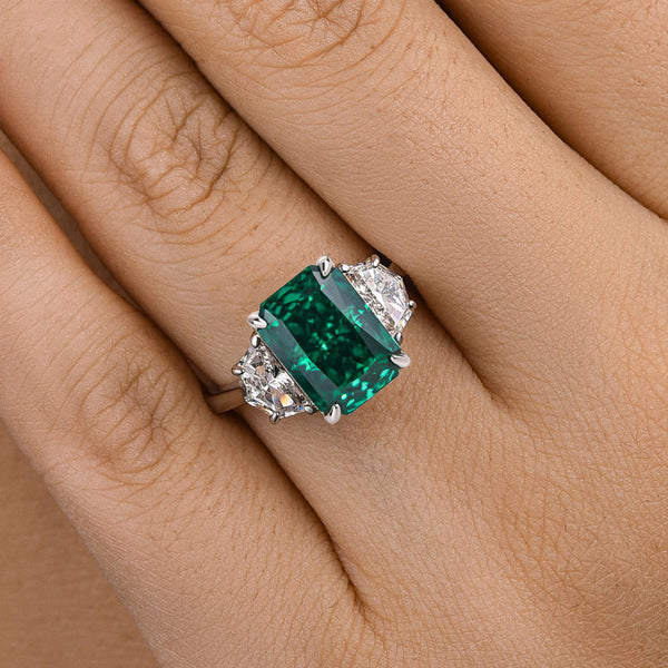 Louily Gorgeous Paraiba Tourmaline Radiant Cut Three Stone Engagement Ring In Sterling Silver