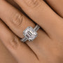 Louily Halo Emerald Cut Wedding Ring Set In Sterling Silver - louilyjewelry
