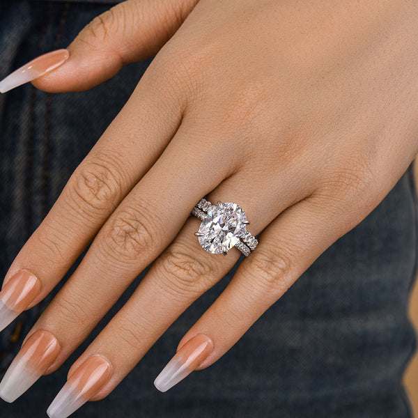 Louily Luxury Oval Cut Simulated Diamond Ring Set