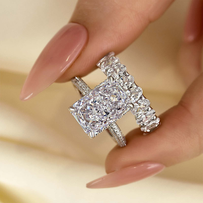Louily Luxurious Elongated Radiant Cut Wedding Ring Set - louilyjewelry