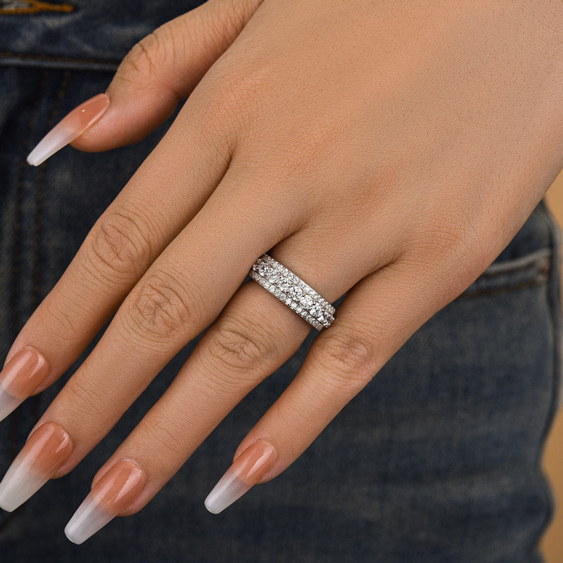 Louily Eternity Round Cut Women's Wedding Band In Sterling Silver - louilyjewelry