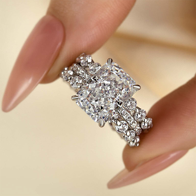 Louily Stunning Radiant Cut 3PC Wedding Ring Set In Sterling Silver - louilyjewelry