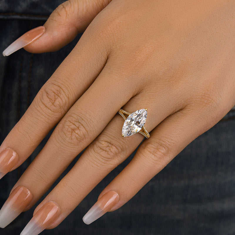 Louily Exquisite Split Shank Marquise Cut Engagement Ring - louilyjewelry