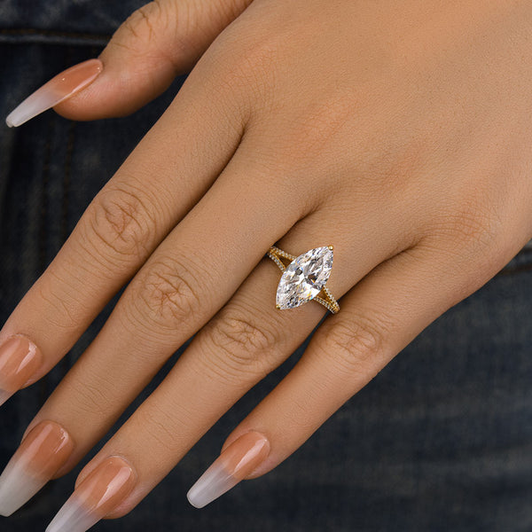 Louily Exquisite Split Shank Marquise Cut Engagement Ring