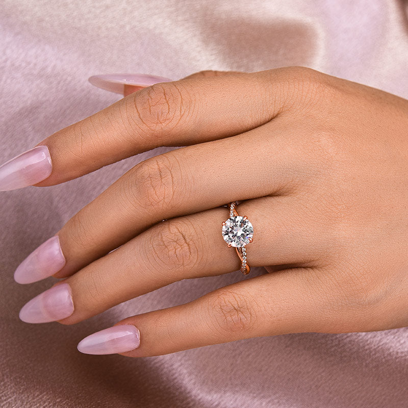 Louily 2.0 Carat Twist Round Cut Engagement Ring In Sterling Silver - louilyjewelry