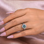 Louily Snowflake Design Halo Round Cyan Blue Moissanite Stone Engagement Ring In Sterling Silver - louilyjewelry