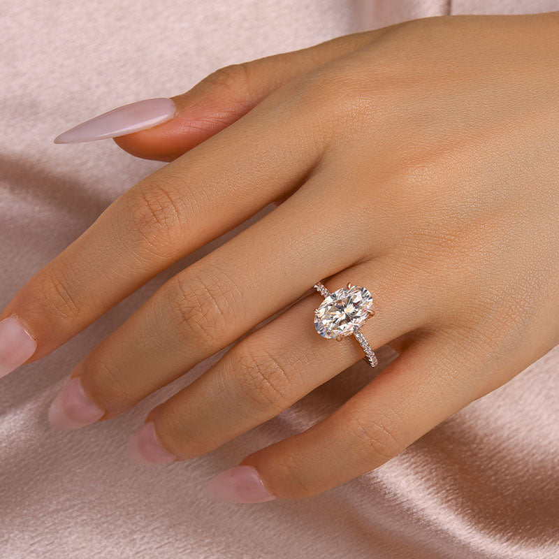 Louily Moissanite 4.0 Carat Oval Cut Engagement Ring - louilyjewelry