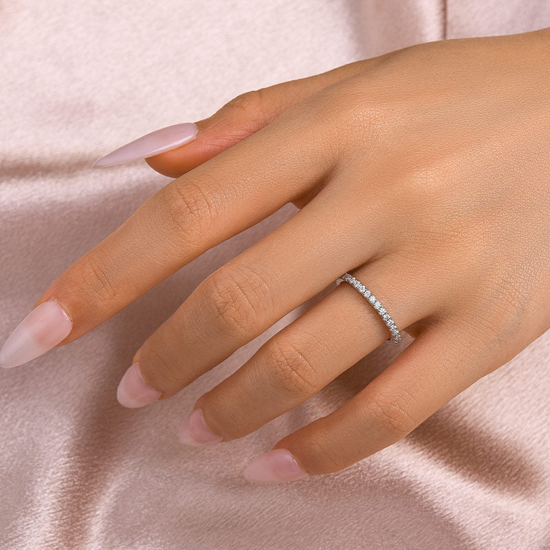 Louily Moissanite 0.5 Ct Full Eternity Thin Wedding Band For Women - louilyjewelry