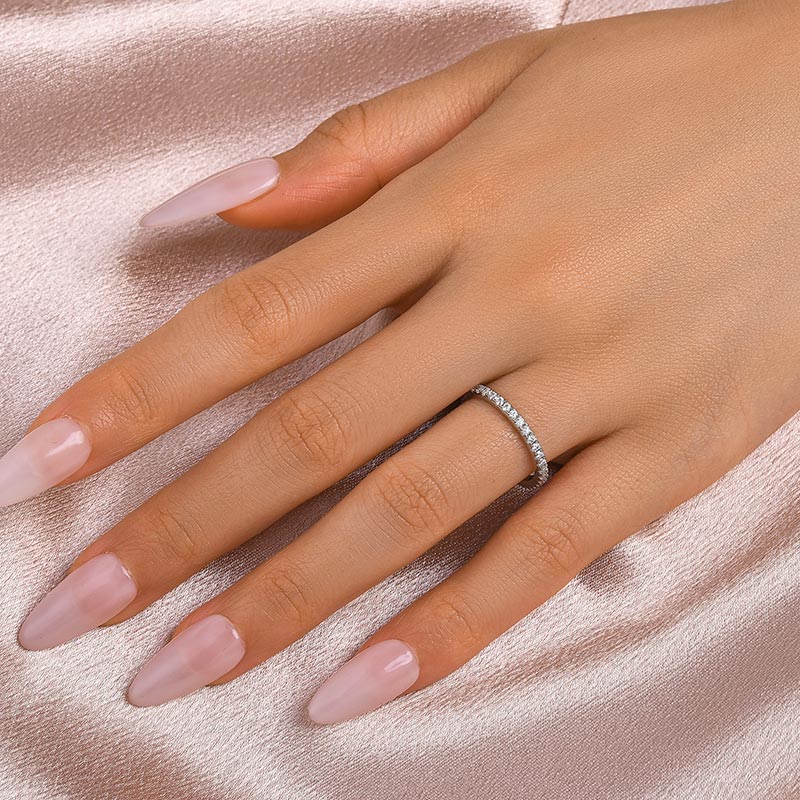 Louily Moissanite 0.5 Ct Full Eternity Thin Wedding Band For Women - louilyjewelry
