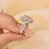 Vintage 4.0Ct Pink Stone Halo Pear Cut Twist Engagement Ring In Sterling Silver - louilyjewelry