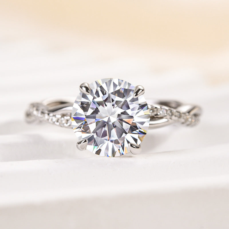 Louily 2.0 Carat Twist Round Cut Engagement Ring In Sterling Silver - louilyjewelry