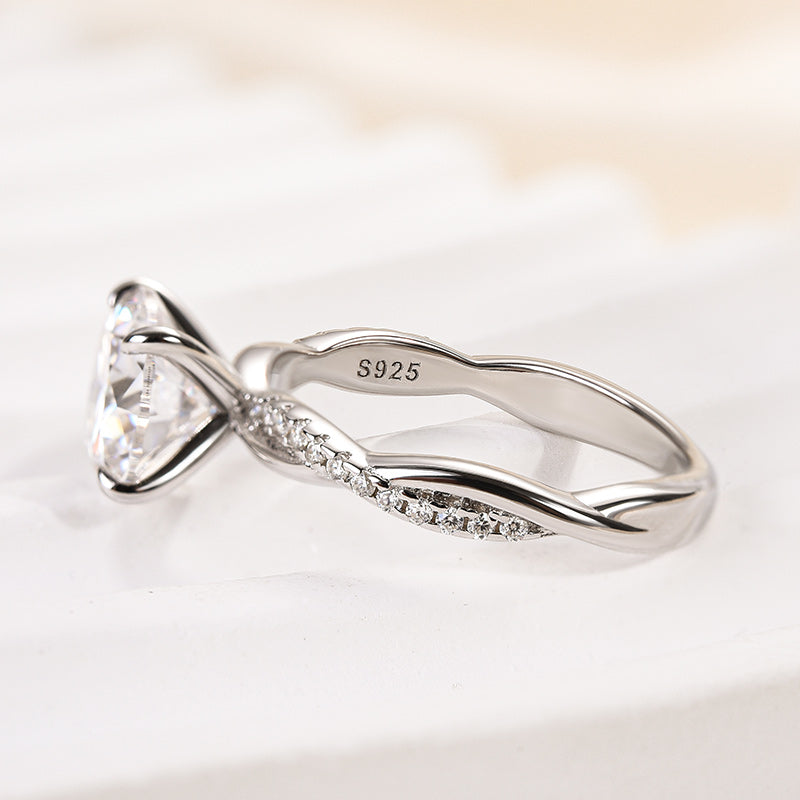 Louily Twist Moissanite 2.0 Carat Round Cut Promise Ring - louilyjewelry