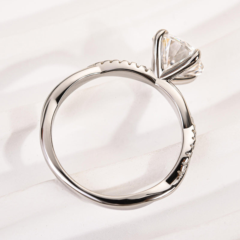 Louily 2.0 Carat Twist Round Cut Engagement Ring In Sterling Silver - louilyjewelry