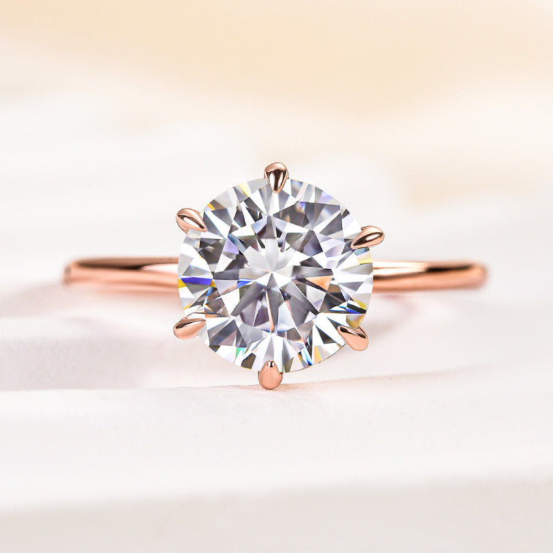 Louily Classic Round Cut Solitaire Engagement Ring In Sterling Silver - louilyjewelry