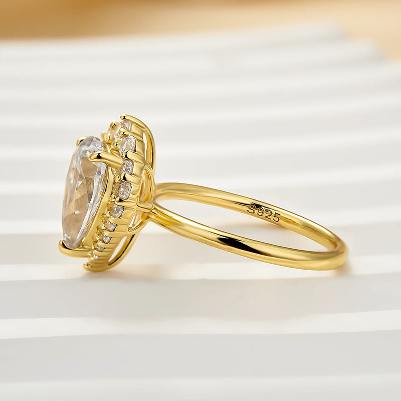 Louily Vintage Halo Pear Cut Engagement Ring - louilyjewelry