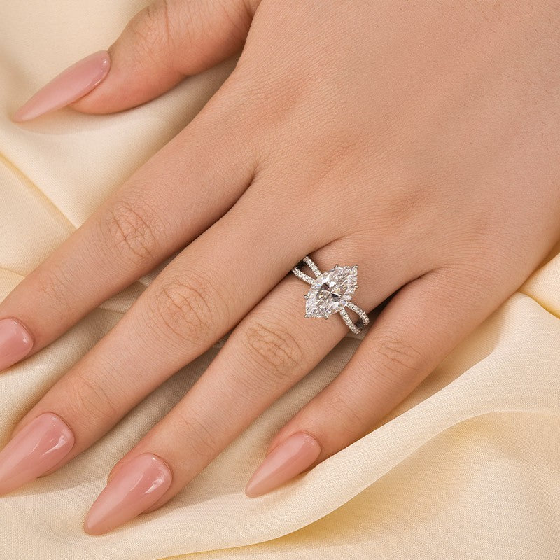 Unique 4.0Ct Marquise Cut Twist Travel Ring Engagement Ring - louilyjewelry