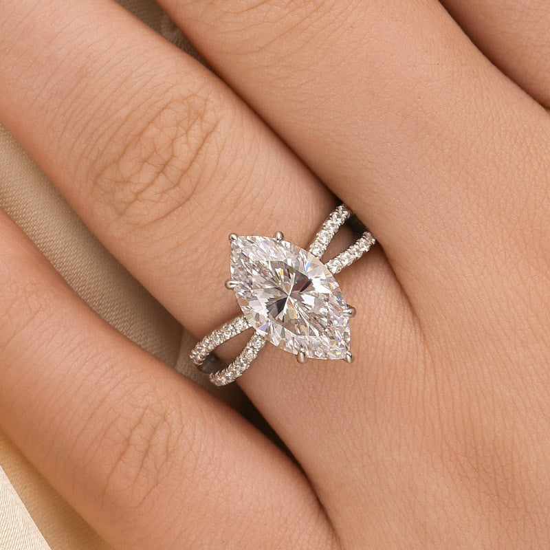 Unique 4.0Ct Marquise Cut Twist Travel Ring Engagement Ring - louilyjewelry