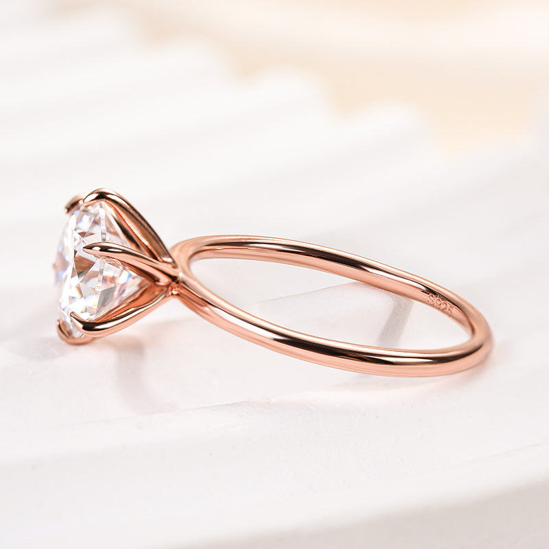 Louily Classic Round Cut Solitaire Engagement Ring In Sterling Silver - louilyjewelry