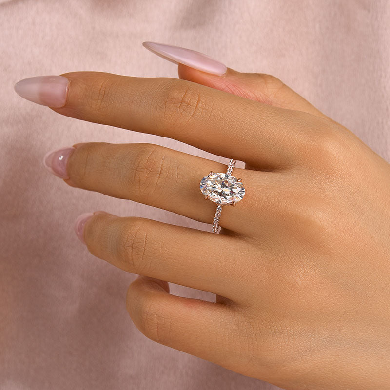 Louily Moissanite 4.0 Carat Oval Cut Engagement Ring - louilyjewelry