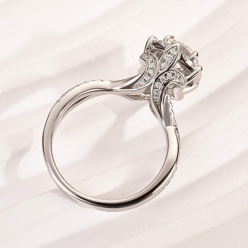 Louily Noble 1.0 Carat Moissanite Halo Round Cut Engagement Ring - louilyjewelry