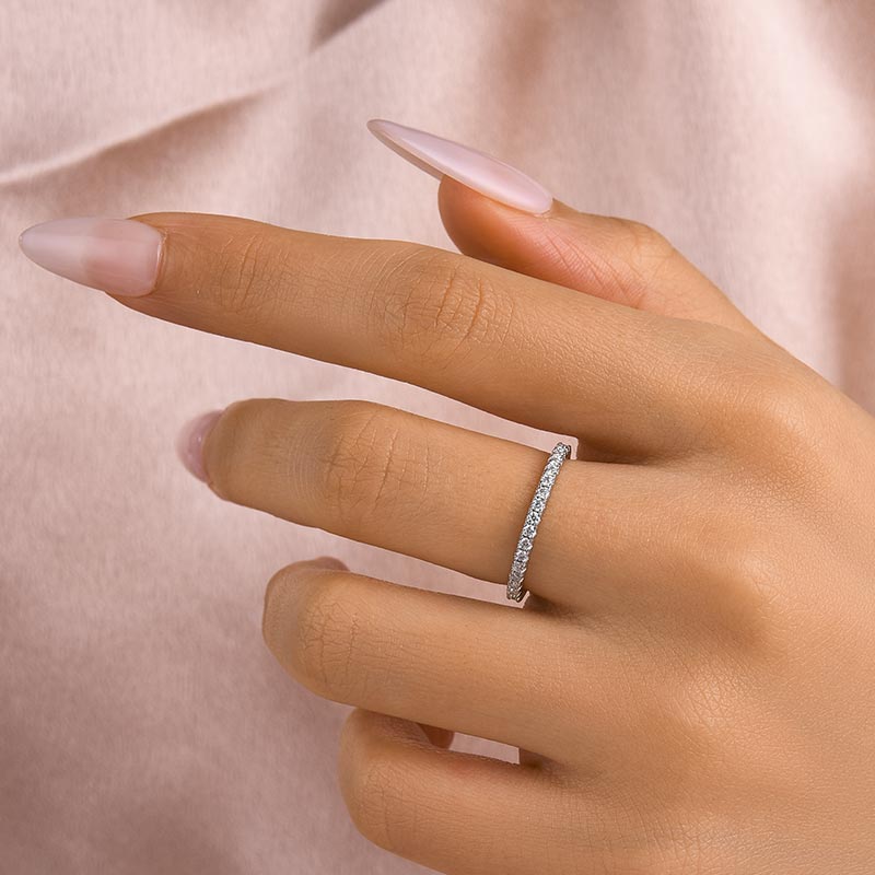 Louily Moissanite 0.5 Ct Full Eternity Thin Wedding Band For Women - louilyjewelry