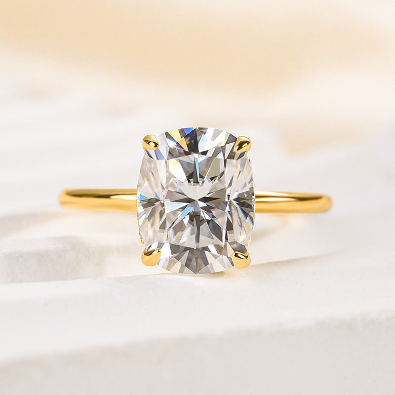 Louily Moissanite Attractive 4.0 Carat Cushion Cut Engagement Ring - louilyjewelry