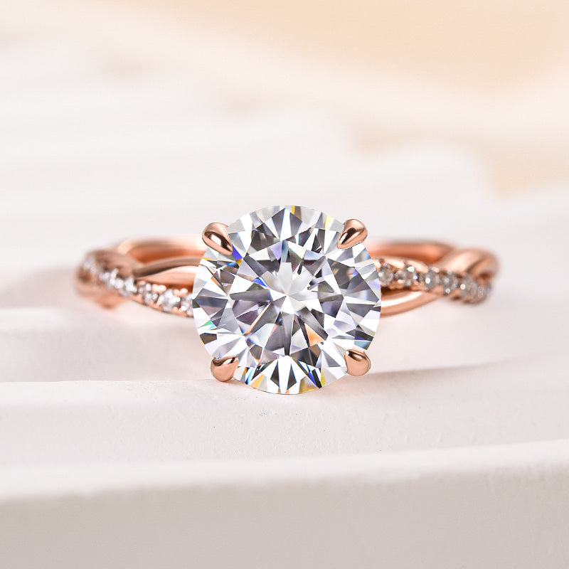 Louily Twist Moissanite 2.0 Carat Round Cut Promise Ring - louilyjewelry