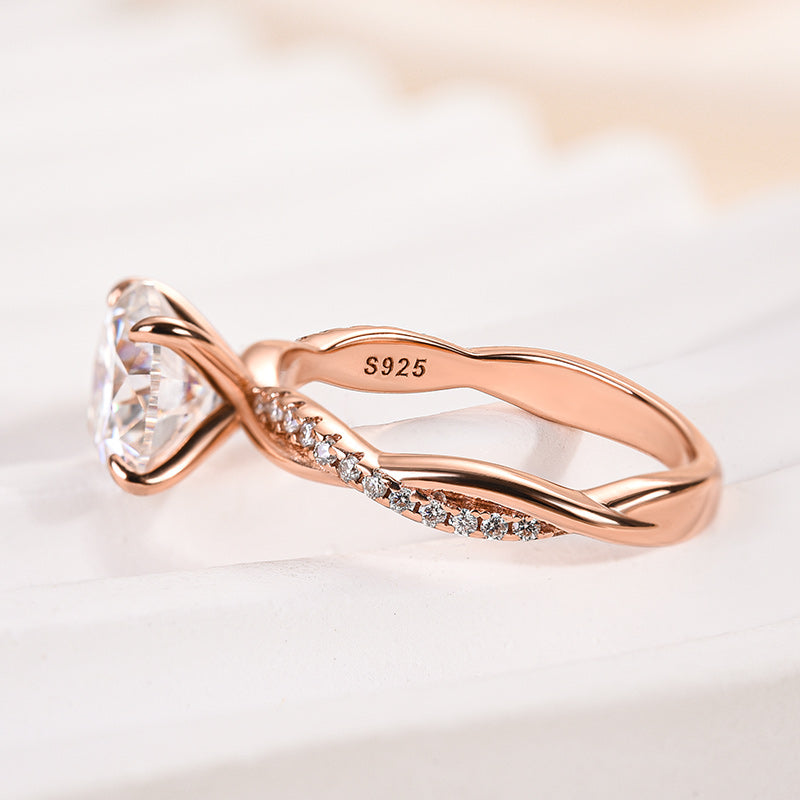 Louily 2.0 Carat Twist Round Cut Engagement Ring In Sterling Silver - louilyjewelry