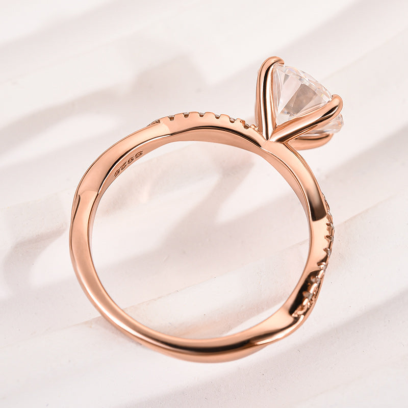 Louily 2.0 Carat Twist Round Cut Engagement Ring In Sterling Silver - louilyjewelry