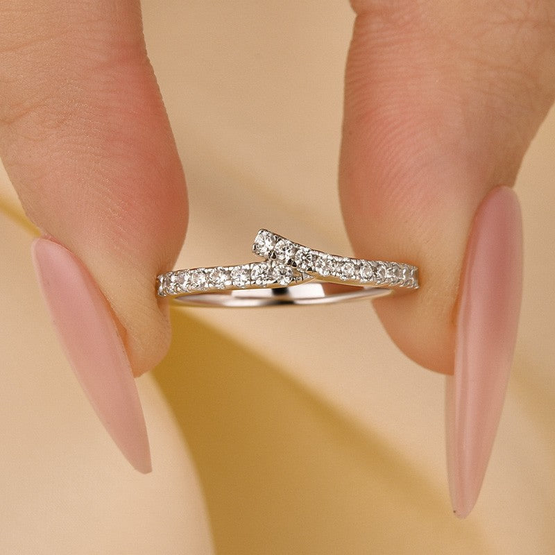 Unique White Gold Wedding Band In Sterling Silver - louilyjewelry