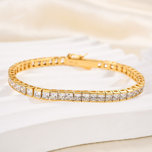 Romantic Simple White Stone Radiant Cut Bracelet for Women