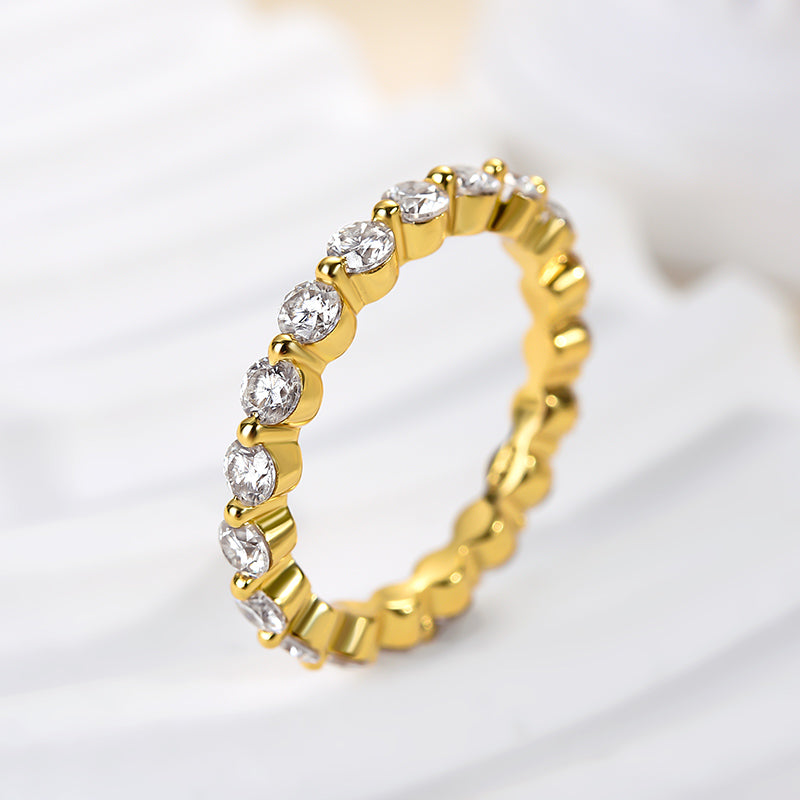 Louily Moissanite Eternity Round Cut Wedding Band - louilyjewelry