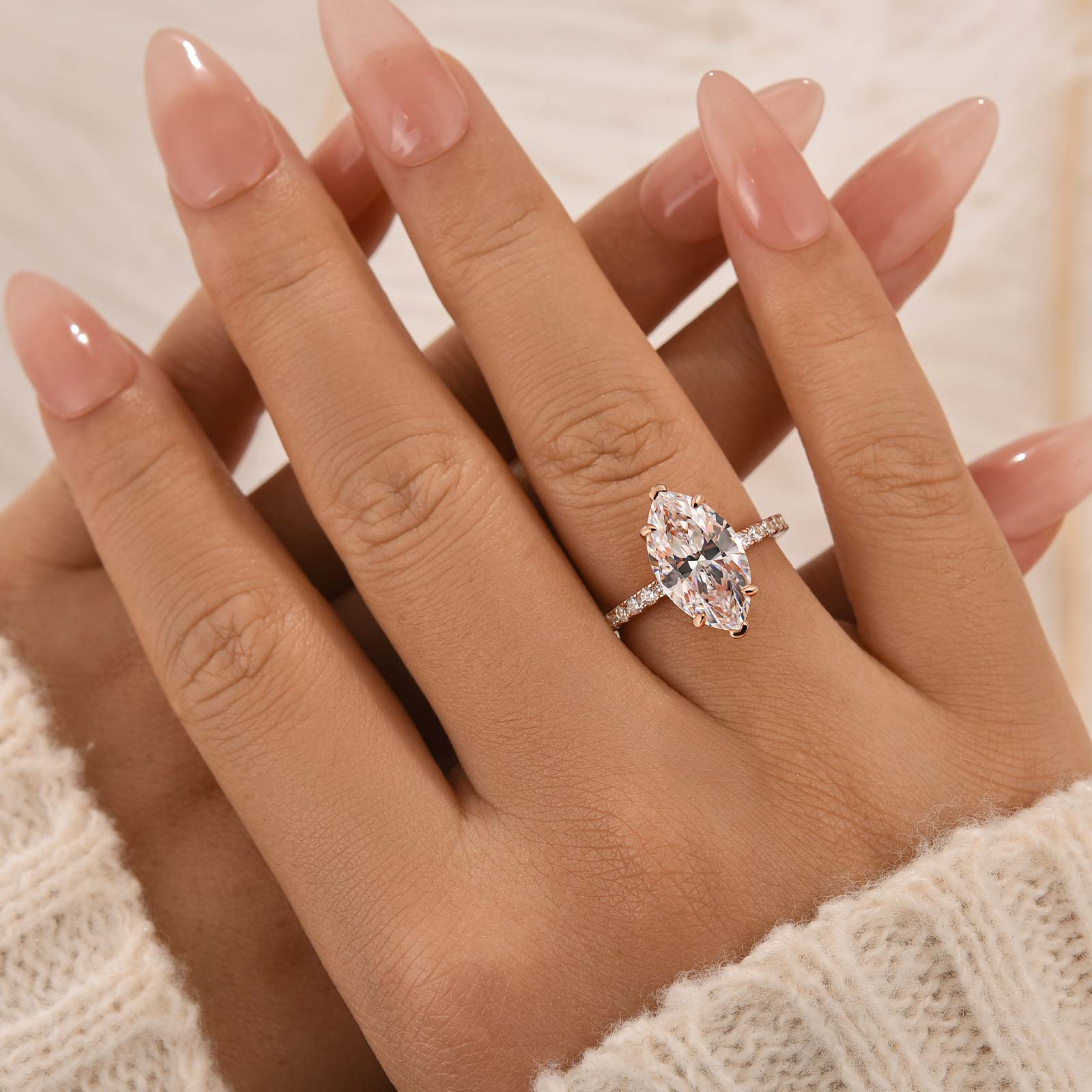 4.0Ct Marquise Cut Half Eternity Engagement Ring In Sterling Silver