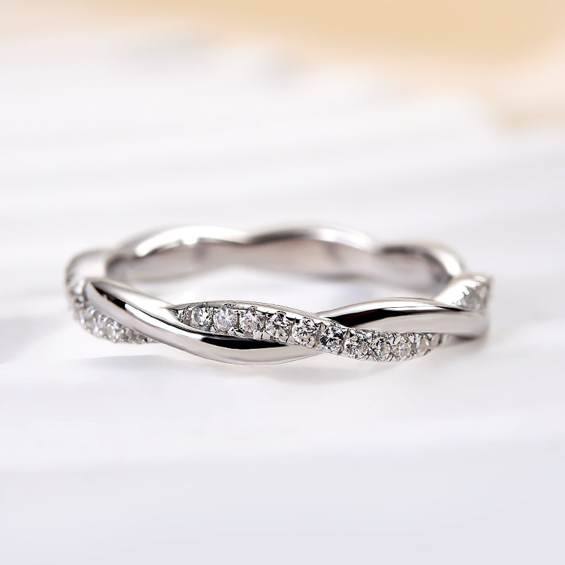 Louily Moissanite Twist Eternity Wedding Band - louilyjewelry