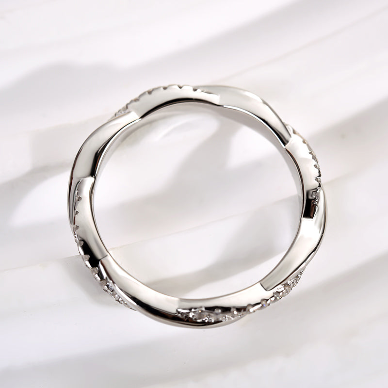 Louily Moissanite Twist Eternity Wedding Band - louilyjewelry