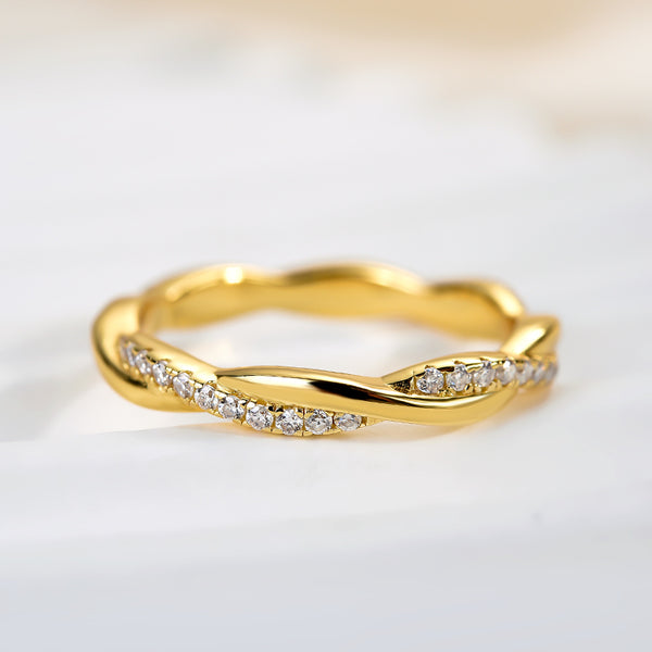 Louily Moissanite Twist Eternity Wedding Band