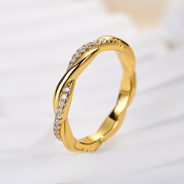 Louily Moissanite Twist Eternity Wedding Band