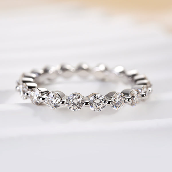 Louily Moissanite Eternity Round Cut Wedding Band