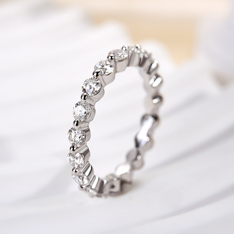 Louily Moissanite Eternity Round Cut Wedding Band - louilyjewelry
