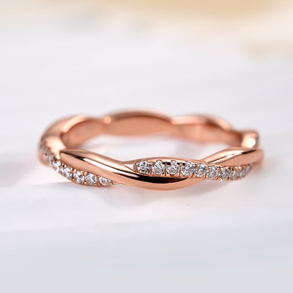 Louily Moissanite Twist Eternity Wedding Band