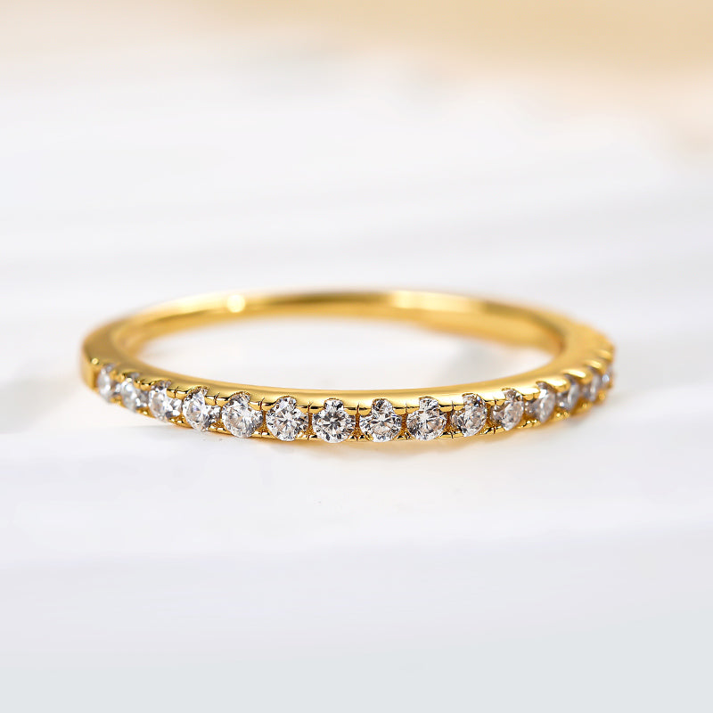 Louily Moissanite Half Eternity Thin Women's Wedding Band - louilyjewelry