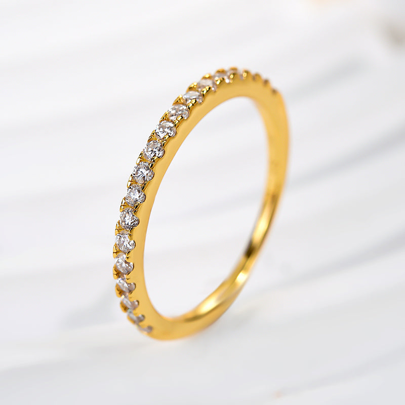 Louily Moissanite Half Eternity Thin Women's Wedding Band - louilyjewelry