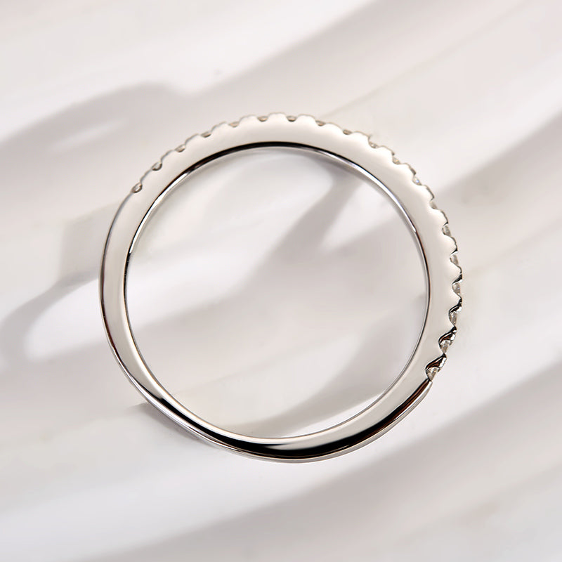 Louily Moissanite Half Eternity Thin Women's Wedding Band - louilyjewelry