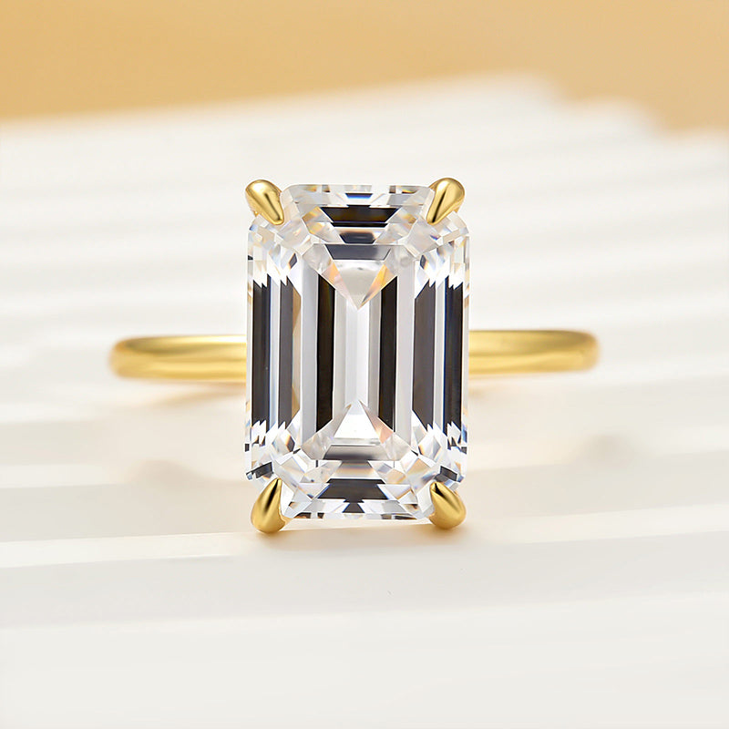 S925 Classic 3.5Ct/5.0Ct Emerald Cut Solitaire Engagement Ring Stackable Ring For Everyday Wear
