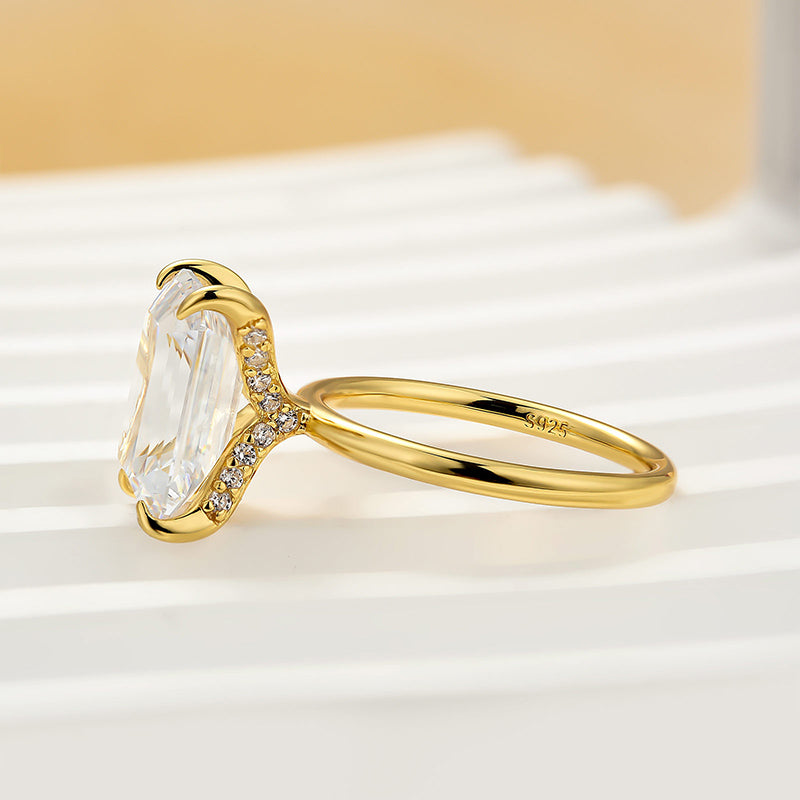 Louily 5.0Ct Emerald Cut Engagement Ring For Women - louilyjewelry