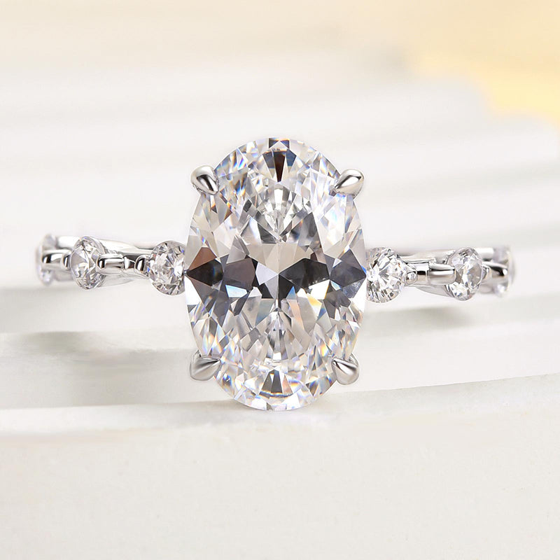 Louily Elegant Yellow Gold Oval Cut Engagement Ring In Sterling Silver - louilyjewelry