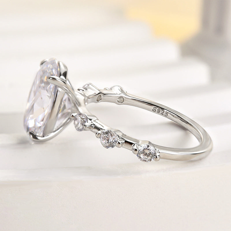 Louily Elegant Yellow Gold Oval Cut Engagement Ring In Sterling Silver - louilyjewelry